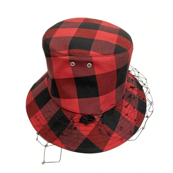 Auth DIOR/ChristianDior TEDDY-D Bob Hat 95TDD923G142 Red Black Polyester Cotton - Picture 3 of 12
